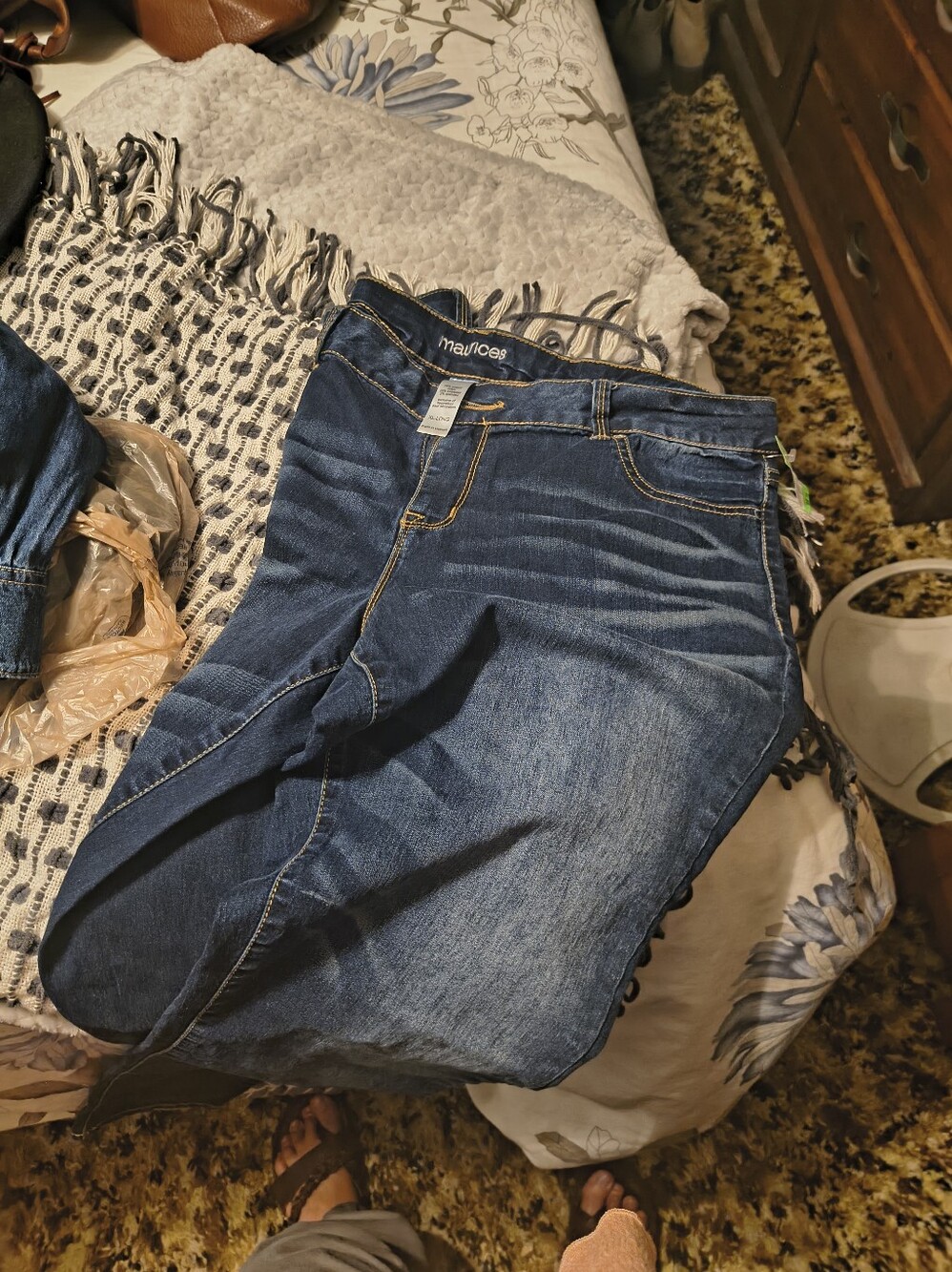 Maurices Blue Stretch Denim Jeggings with Faded Detail